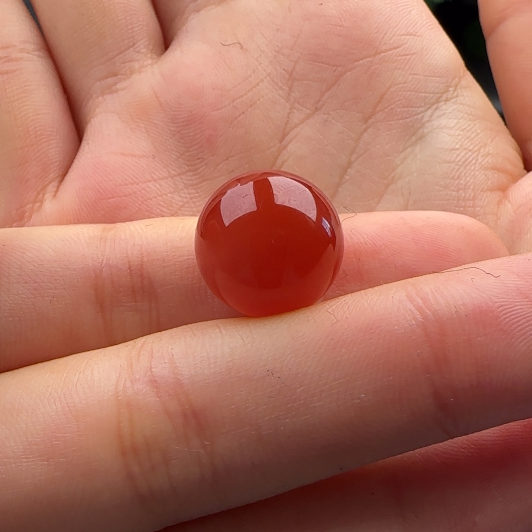 南红玛瑙未镶嵌圆珠14.2孔道边马牙