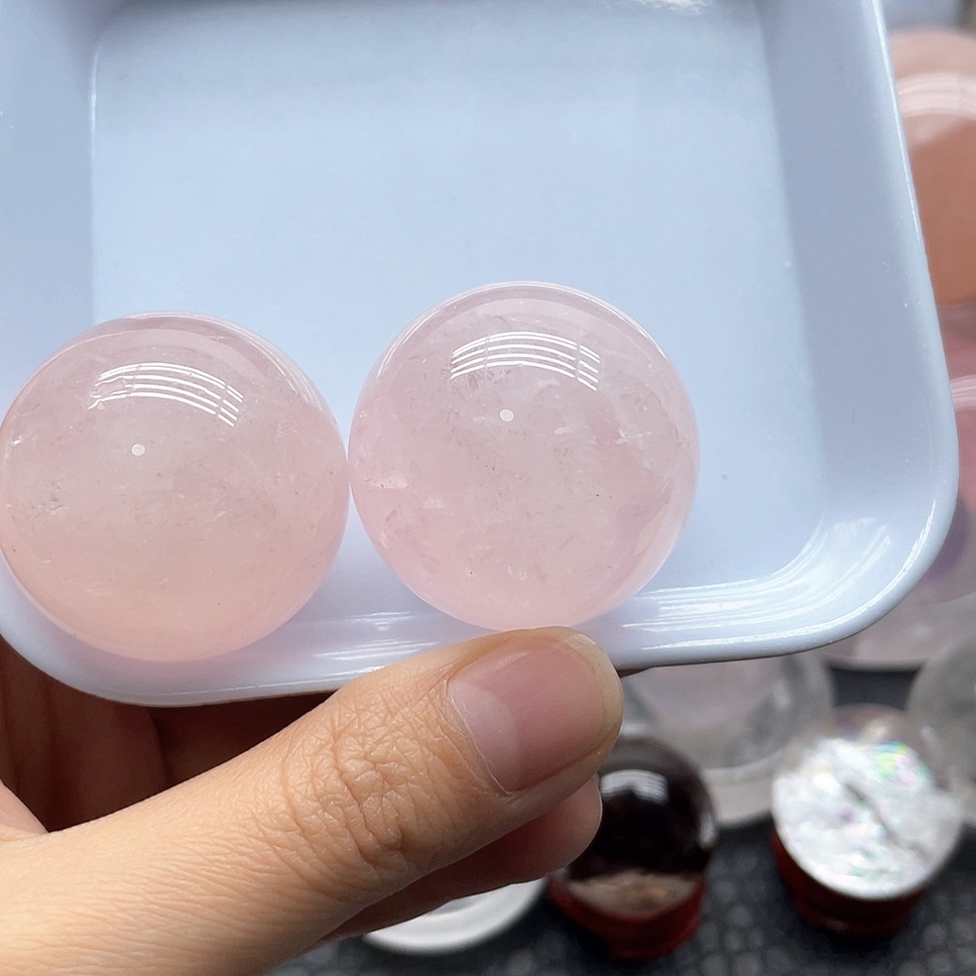 水晶珠宝半成品未镶嵌71粉晶球卡3.5mm无裂