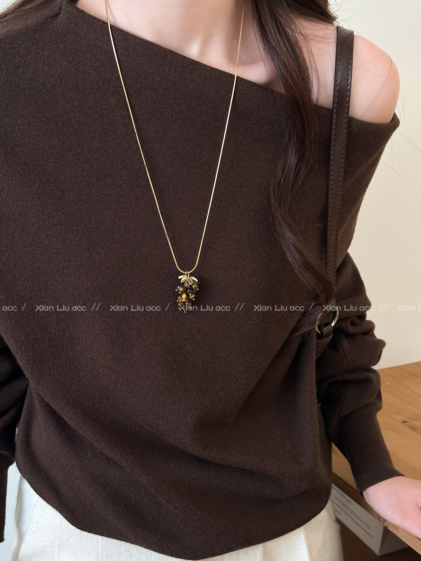 铜合金项链 梅姐饰品89 韩系葡萄串项链女卫衣链秋冬毛衣链