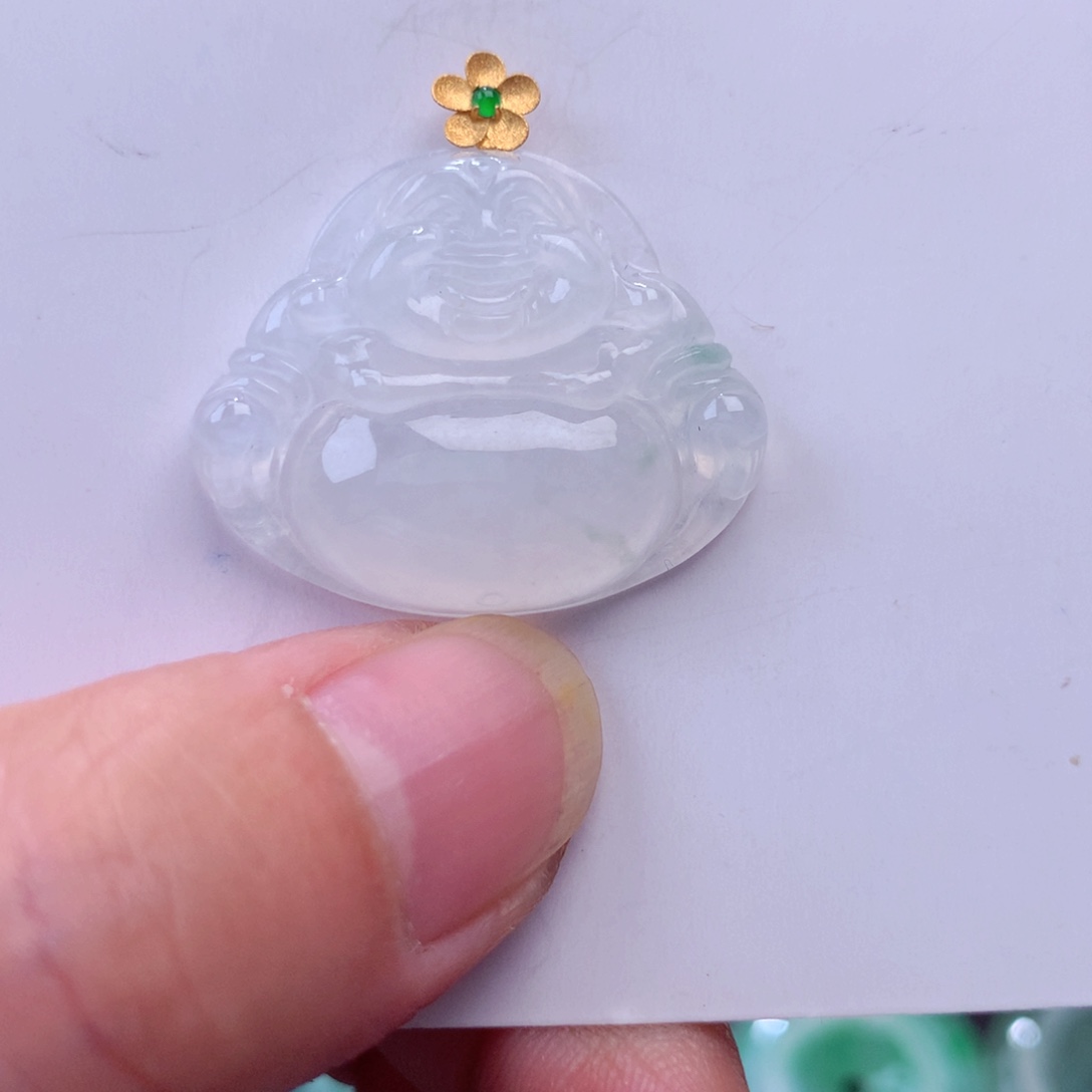 翡翠吊坠(不含链)18K金镶嵌