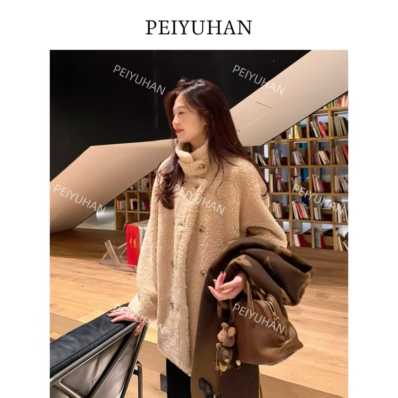 佩佩PC 【福福款只出不进】两面穿100全羊毛外套 S1693短仙1