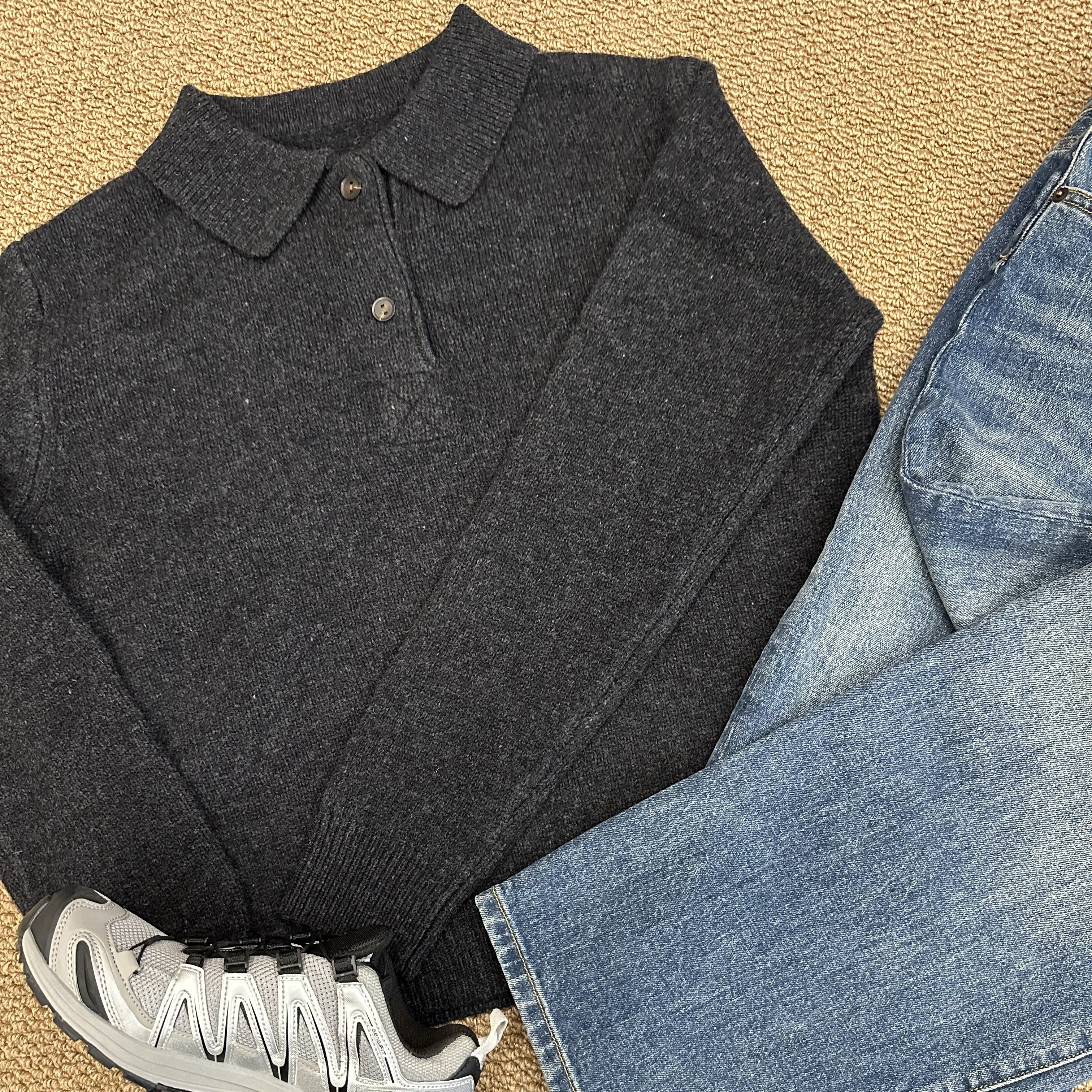 【哈哈推荐】扣子Polo领毛衣