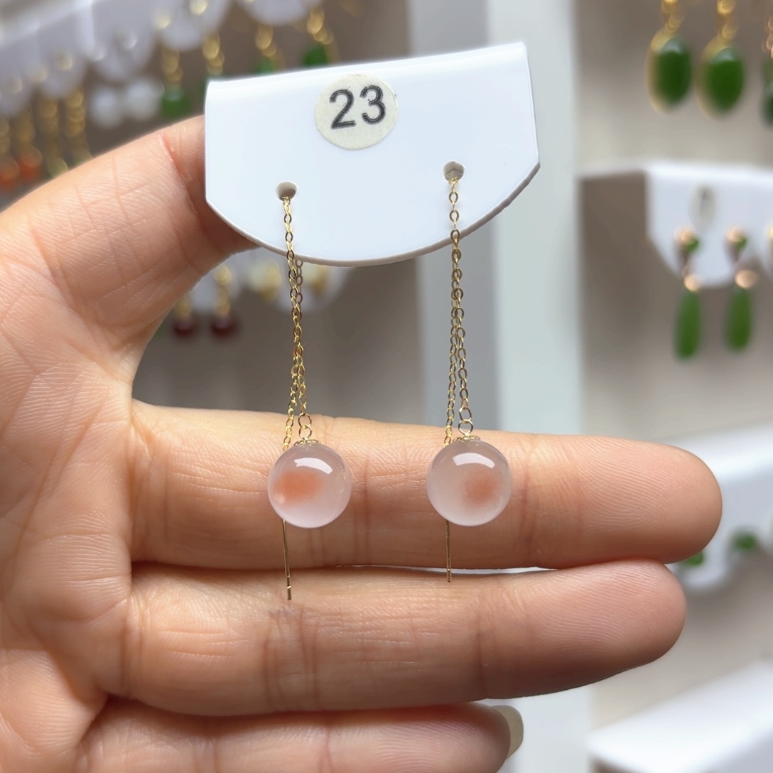 南红玛瑙耳饰18K金镶嵌