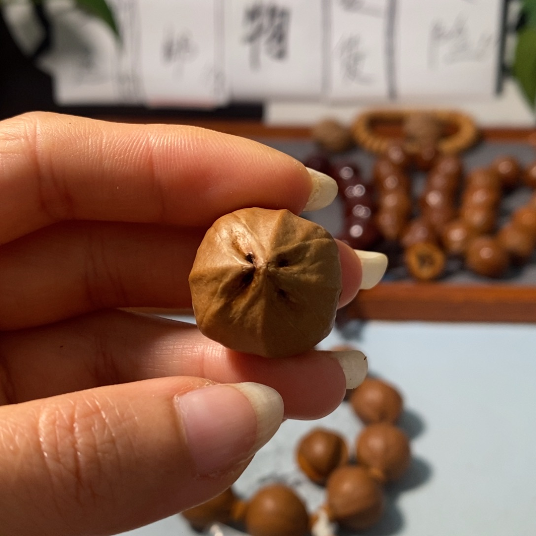 橄榄核手串裂*3242精品老树王铁核1颗4花3通