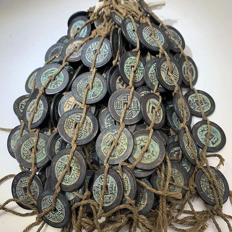 加厚铜钱2.7.cm五帝钱纯铜加厚五帝钱黄铜钱摆件中国结编织绳