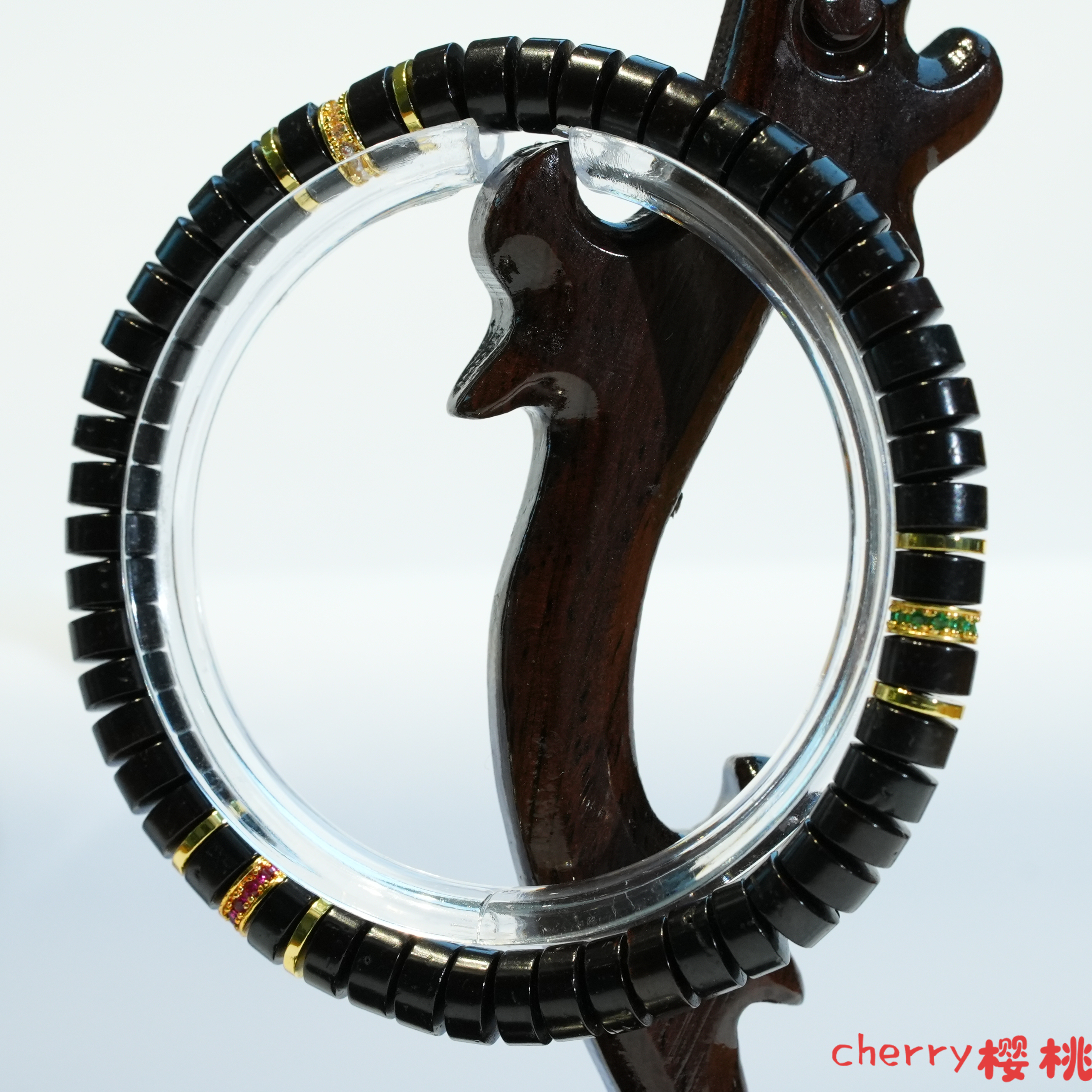 非金属木质手链 7*4mm精工直切中式轻奢四原色椰蒂药片手串cx235