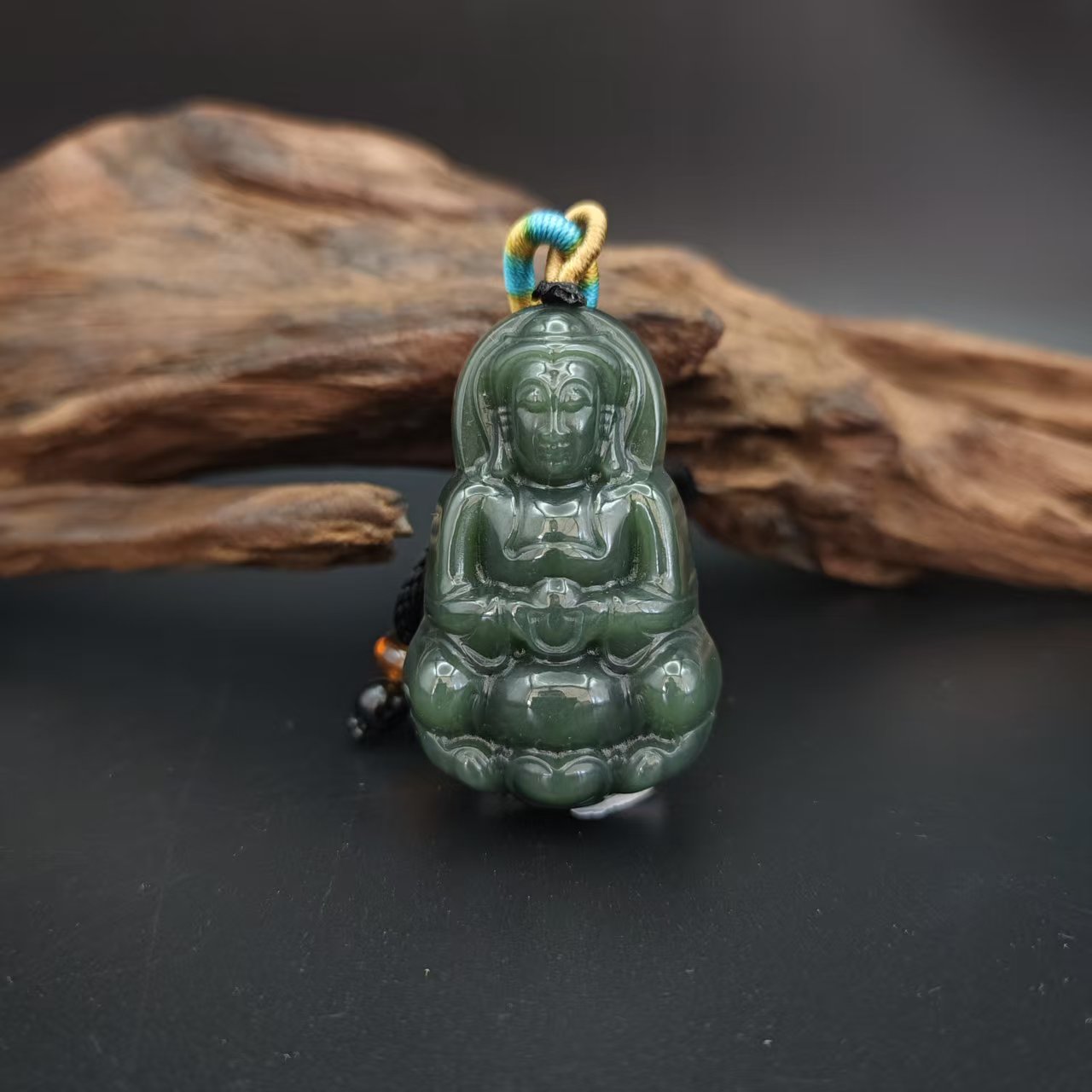 Q和田玉碧玉观音吊坠1357