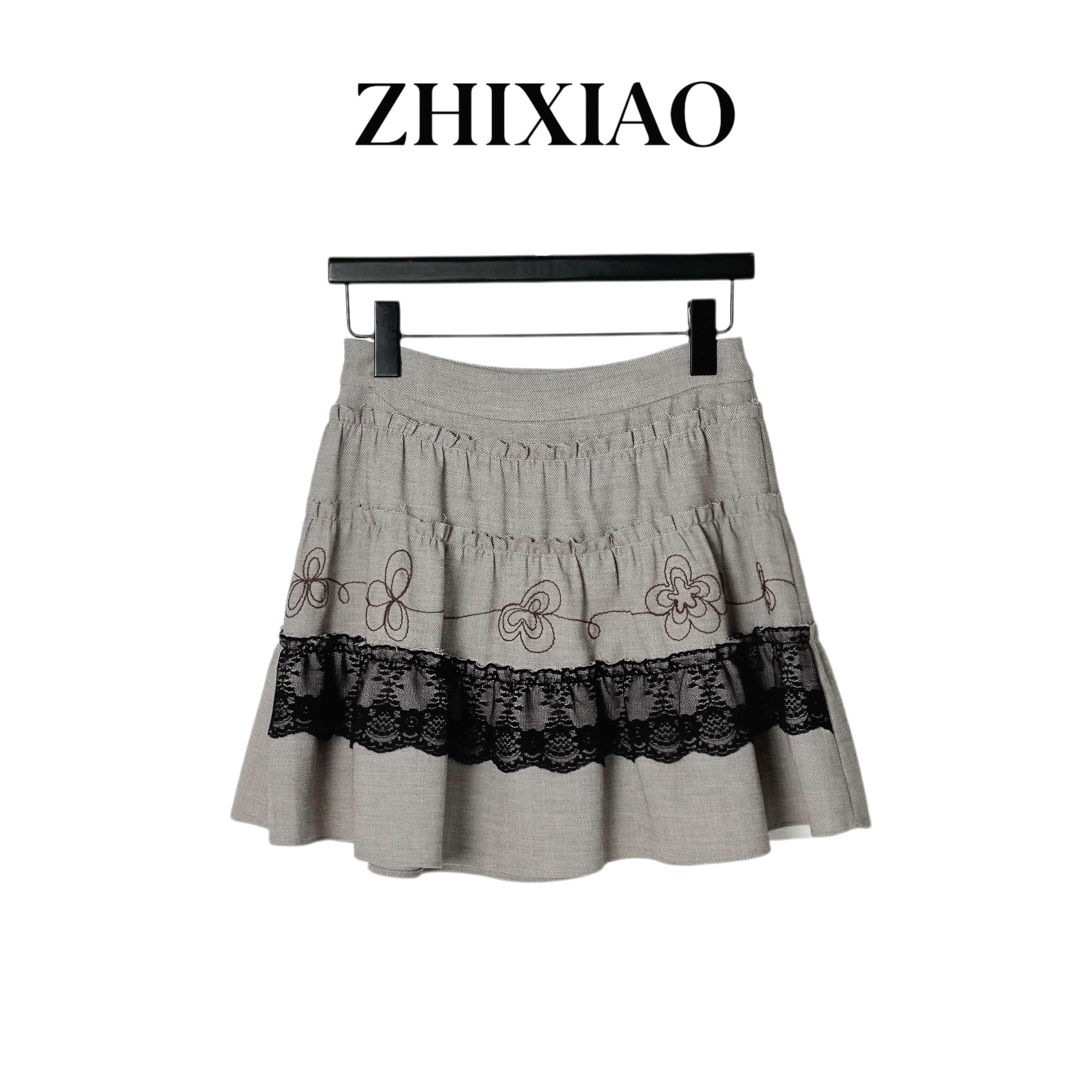 【ZHIXIAO】夏季新款：蕾丝拼接短裙221