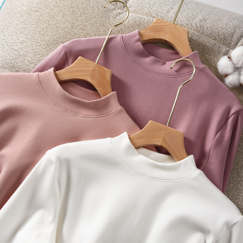 290g加厚棉高领保暖上衣女7A抑菌A类棉秋衣修身打底磨毛棉保暖衣