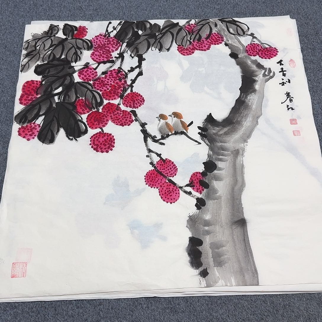 国画尺寸70X70手绘作品 