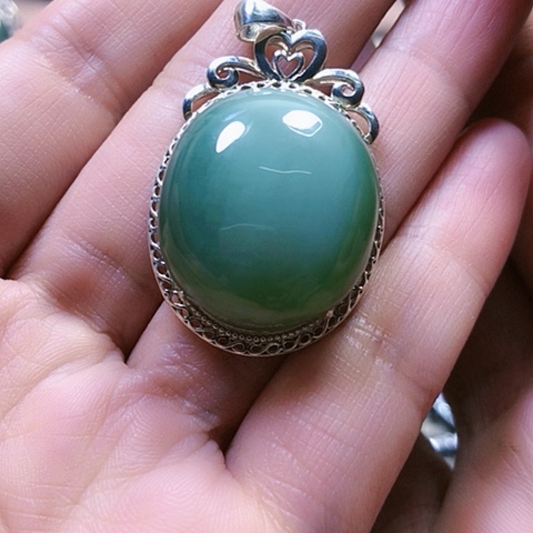 和田玉挂件银S925镶嵌