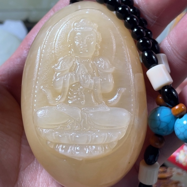 石材天然方解石手把件不换退