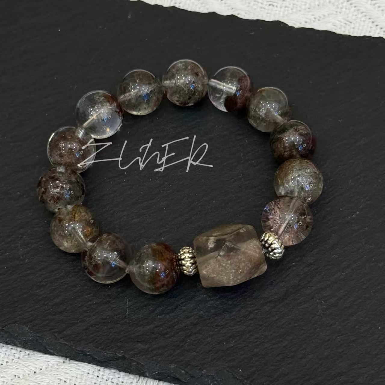 zuner多才聚宝 绿幽灵红绿同矿 珠径13mm