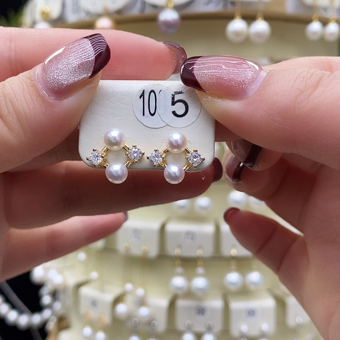 淡水珍珠耳饰银S925镶嵌