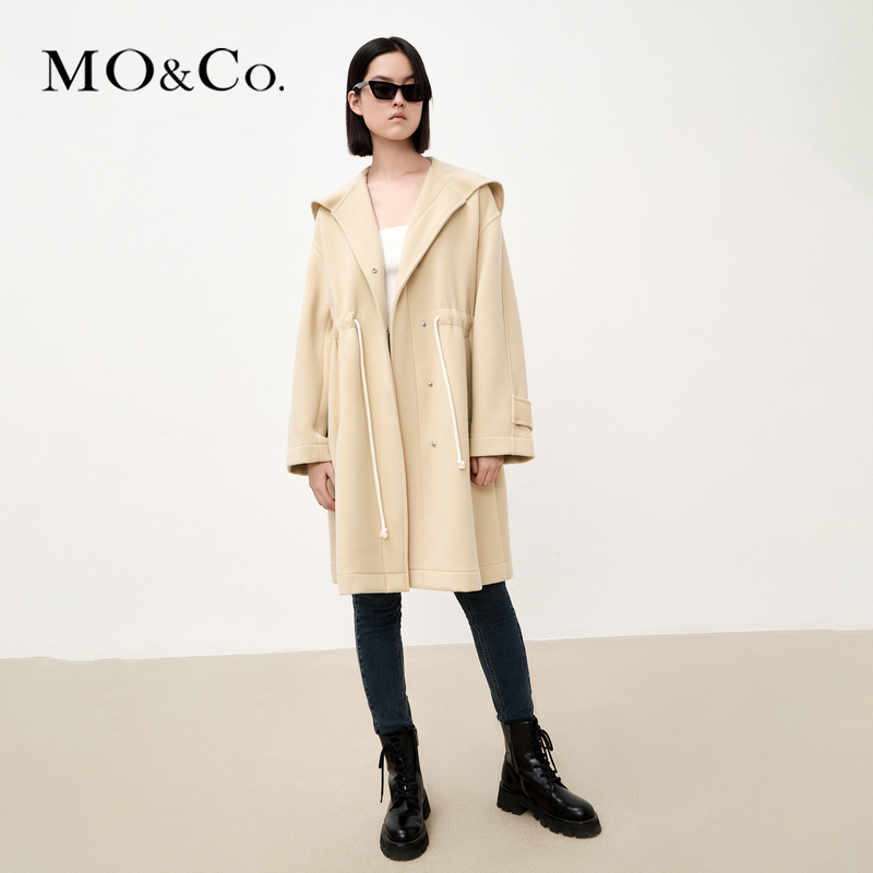 【陈大可专属】MOCO冬季绵羊毛混纺海军领双面呢外套大衣MBB4OVCT02