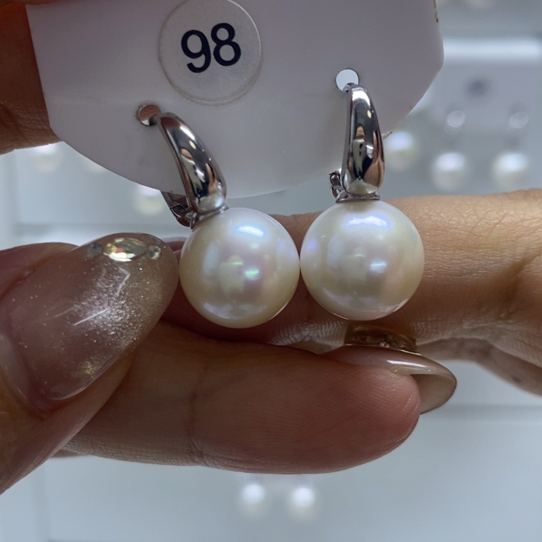淡水珍珠耳饰银S925镶嵌