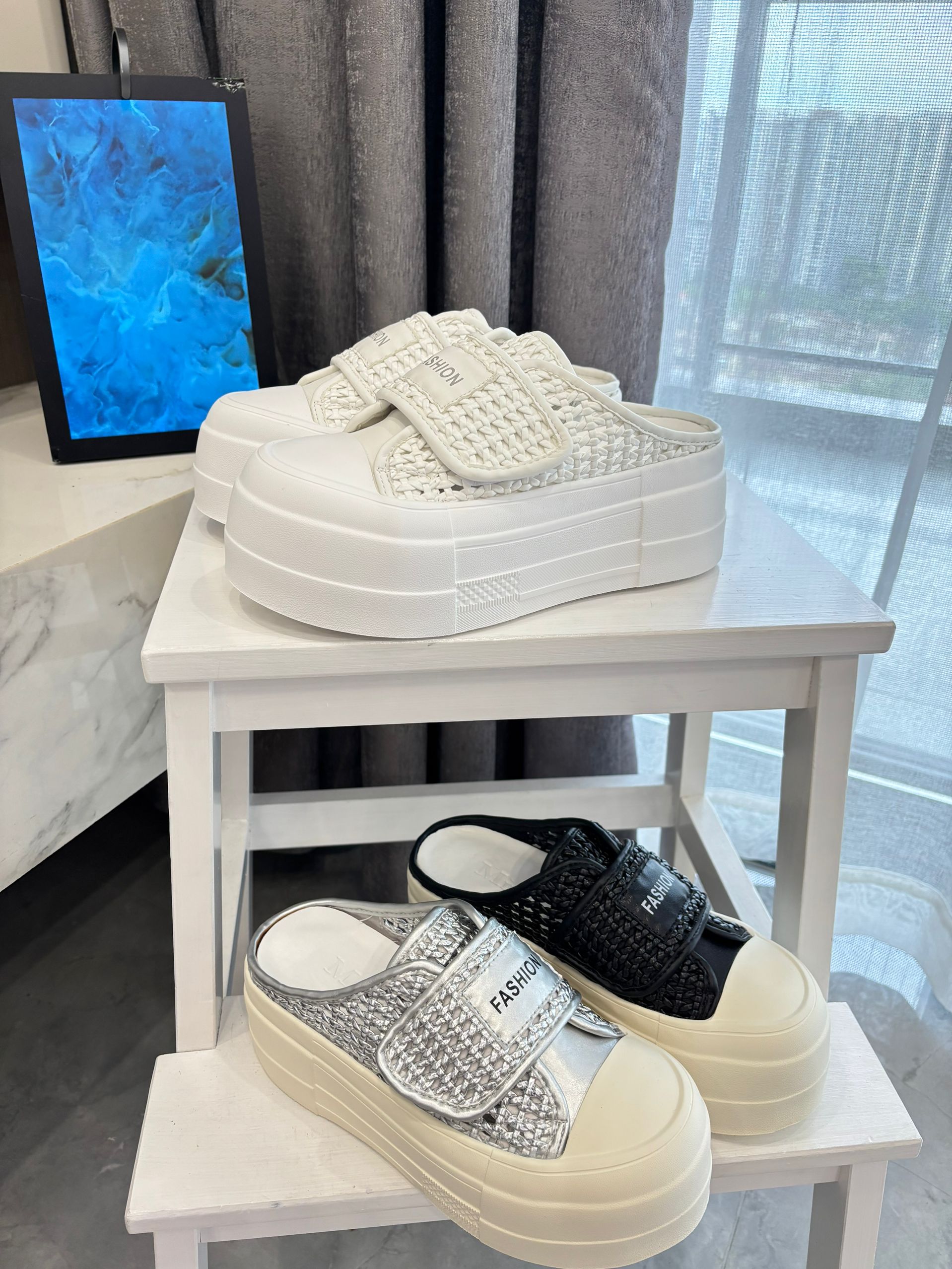 冬冬子-光影朦胧 | 编织镂空包头半拖板鞋松糕厚底休闲鞋拖鞋外穿