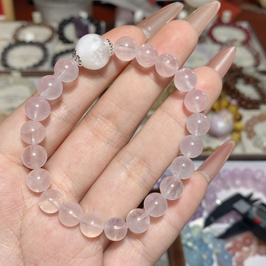 水晶手串未镶嵌粉晶