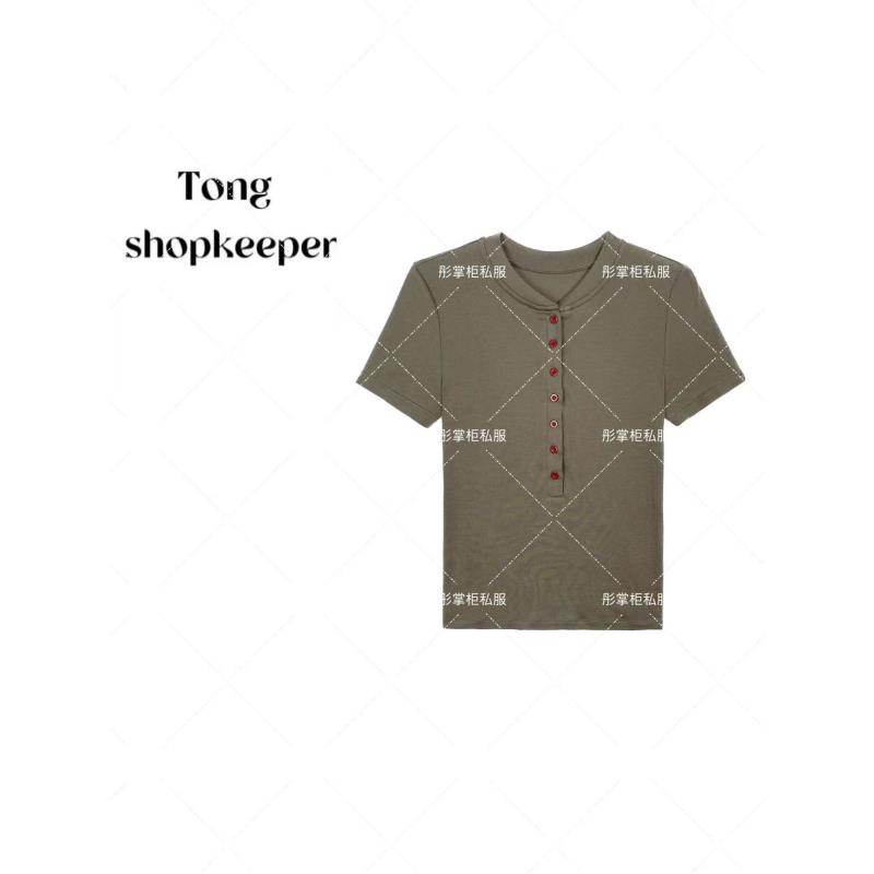 TT-QJ/彤掌柜1681792 夏款莱赛尔羊毛简约纽扣设计显瘦时尚上衣