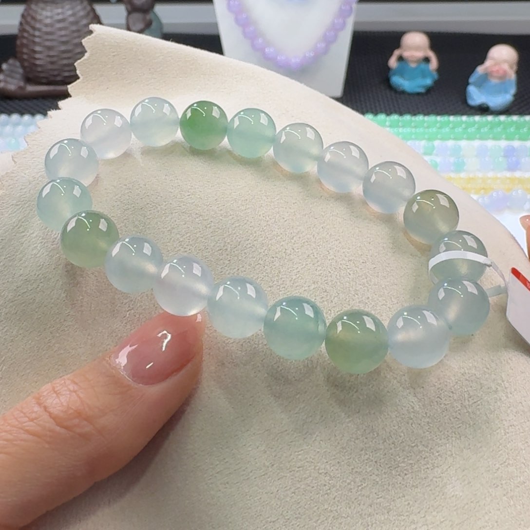 翡翠手链未镶嵌力推小高冰清冷风多宝单圈10mm(巨漏)