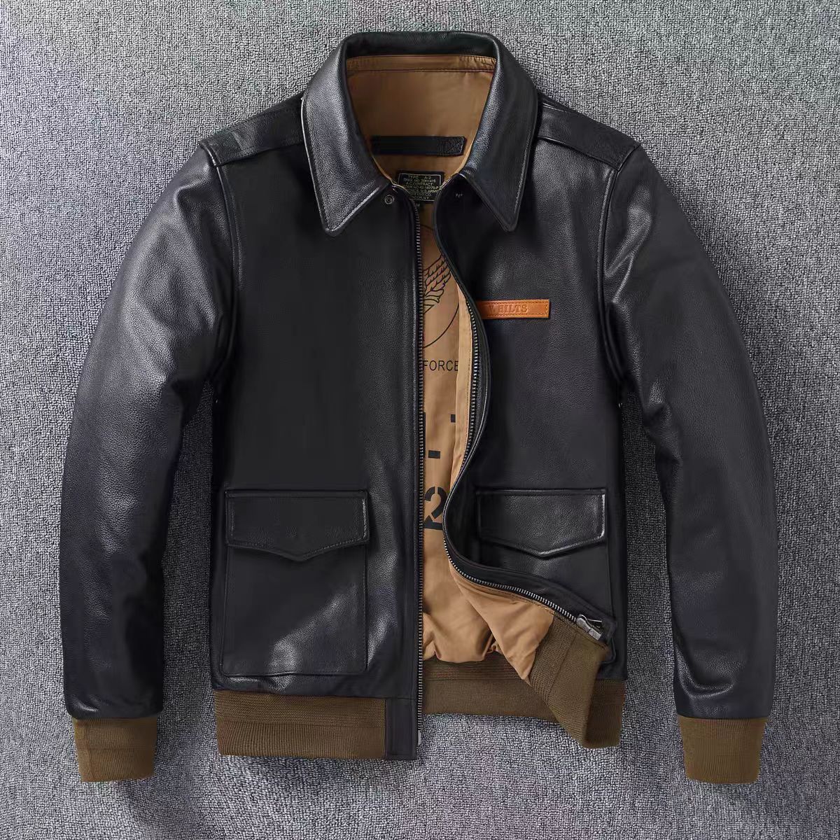 经典A2飞行服头层牛皮男士真皮皮衣外套夹克
