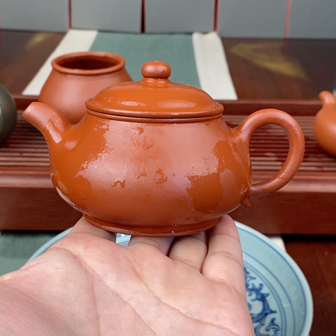 紫砂茶壶生砂朱泥潘壶全手工潘壶