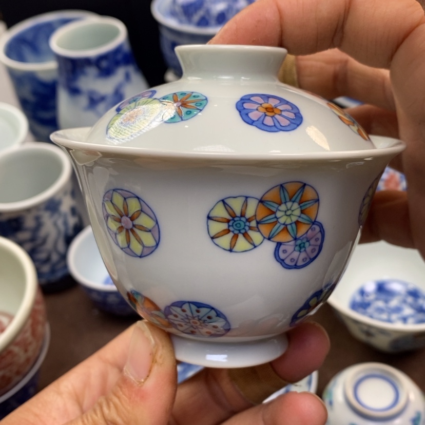 【闪购商品】景德镇青花斗彩盖碗