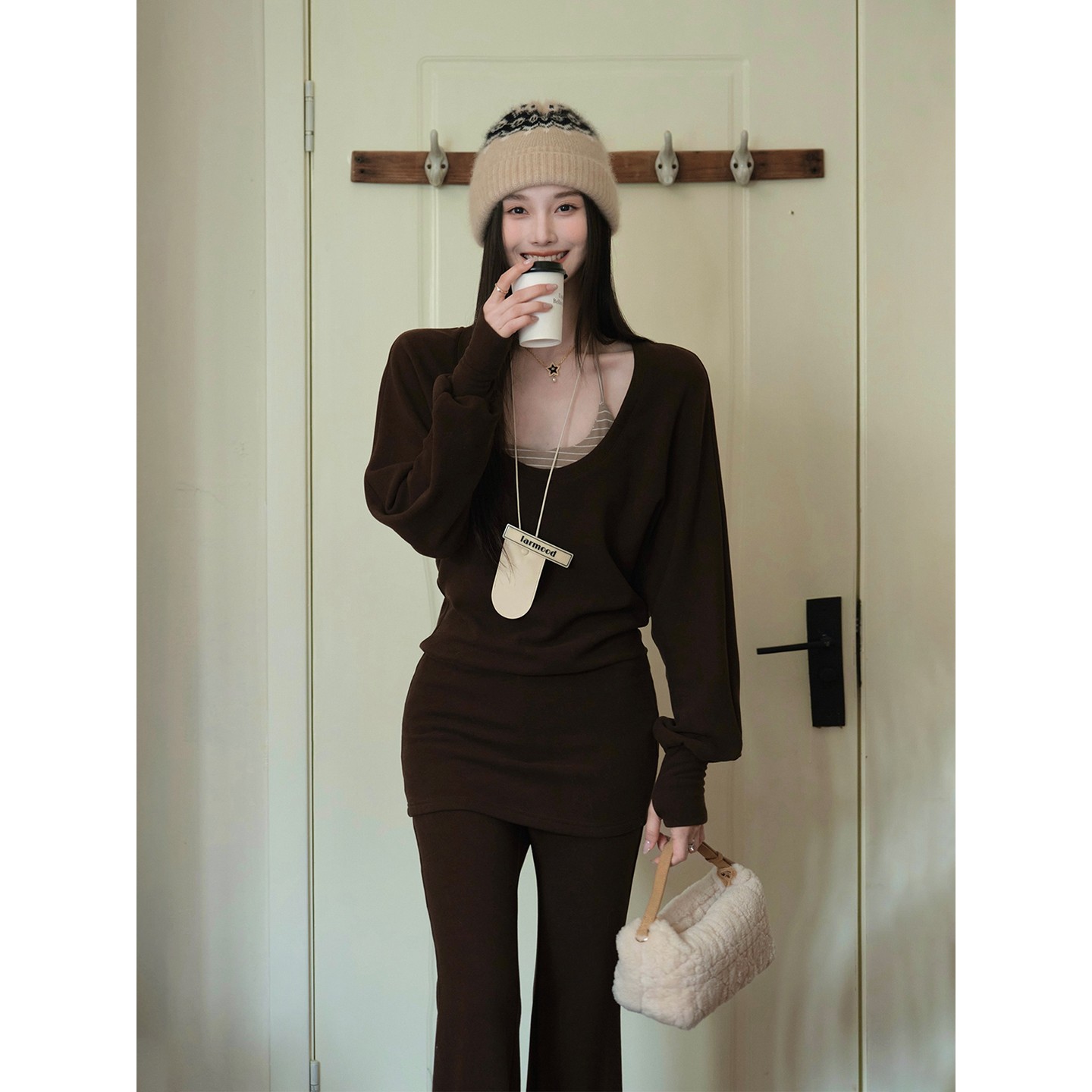 且可ChillCozy 秋山黛 '都市周末LOOK'莱赛尔羊毛三件套