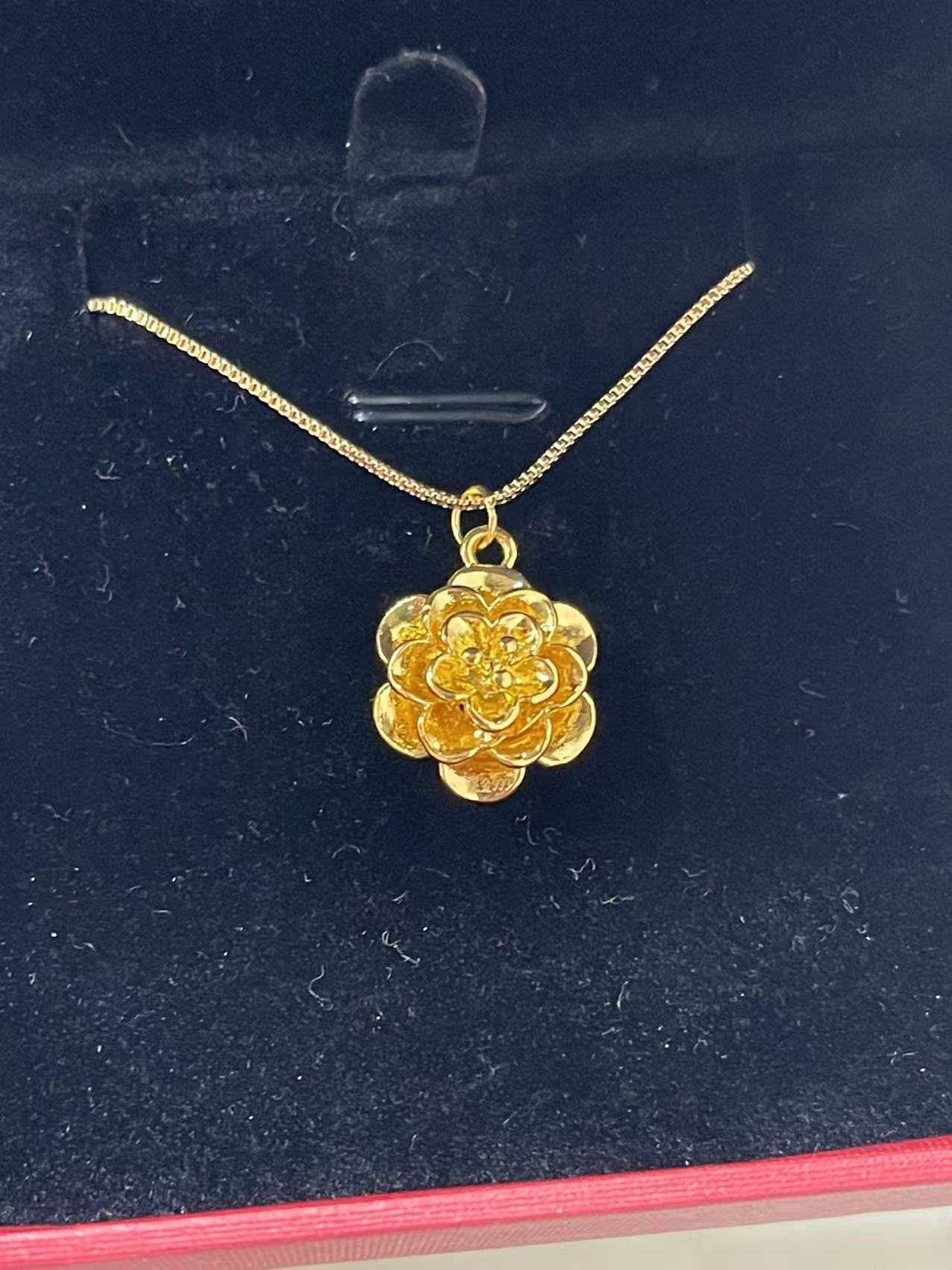 足金牡丹花吊坠