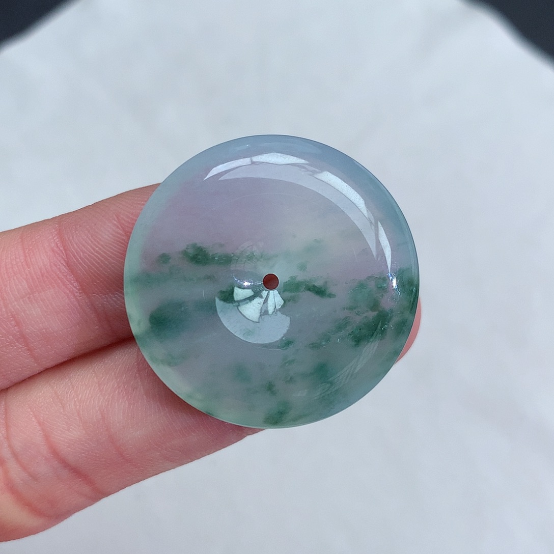 翡翠颈饰未镶嵌冰种飘花平安扣