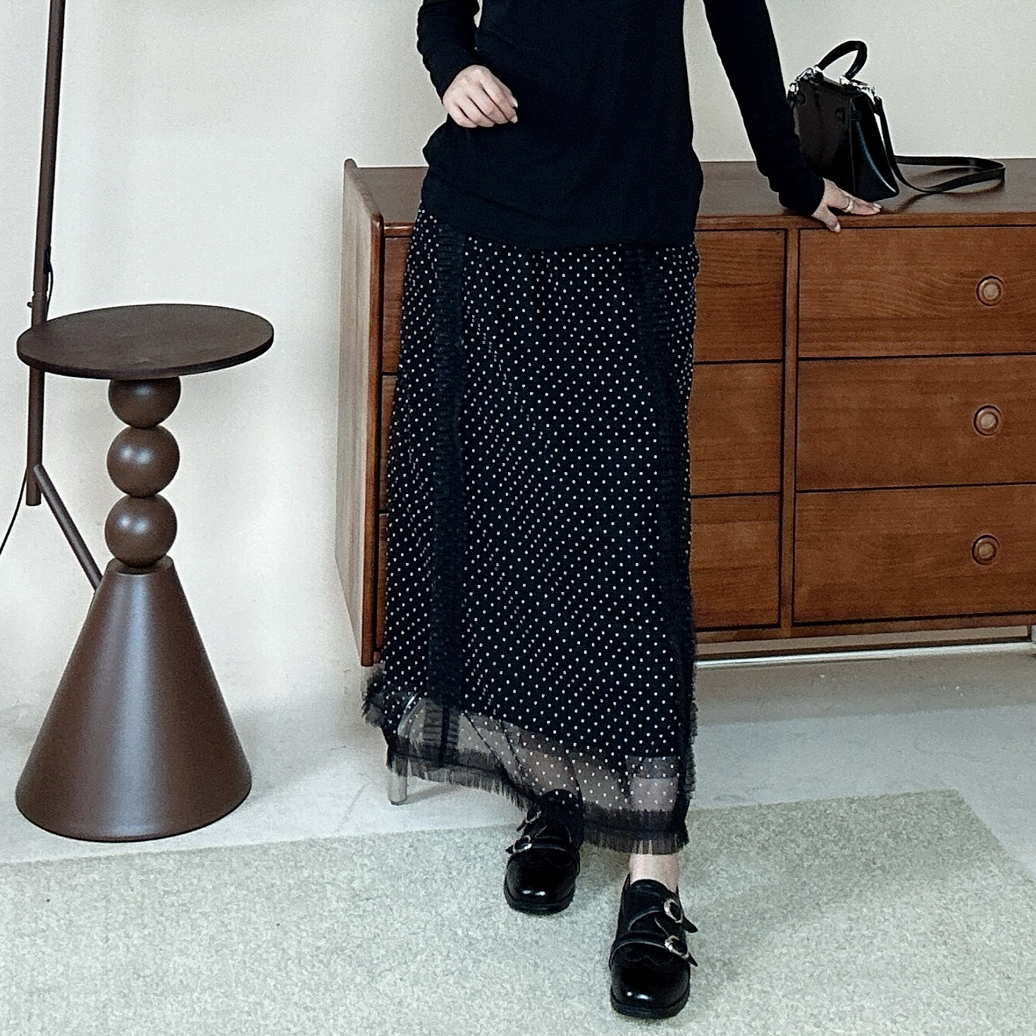 刘十六【静韵】早春新款波点宽松百搭时尚百搭气质显瘦半身裙FY521