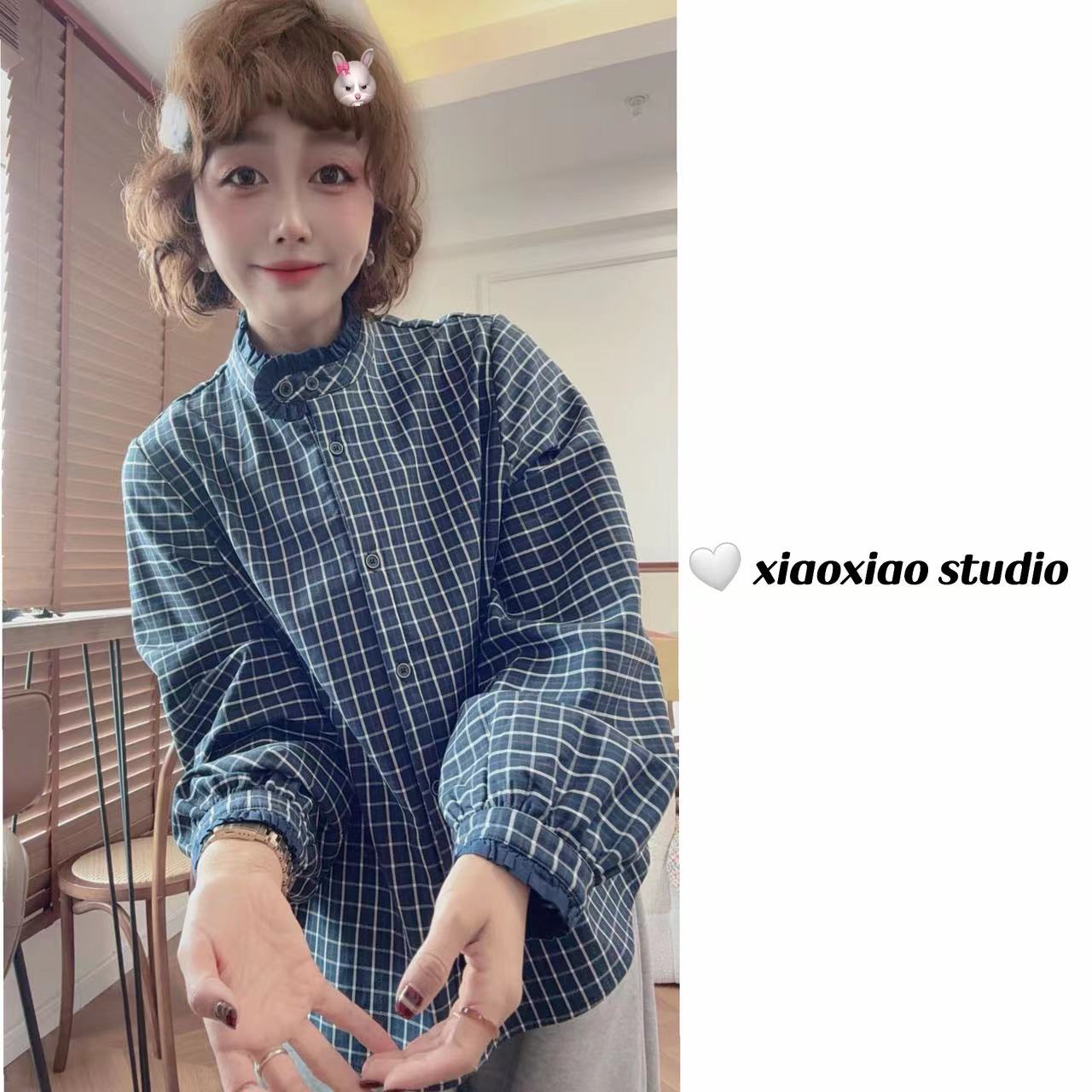 【学院格衬】【内里加绒】【质感超好】【简约韩系】潇潇自制格衬衣XM1224