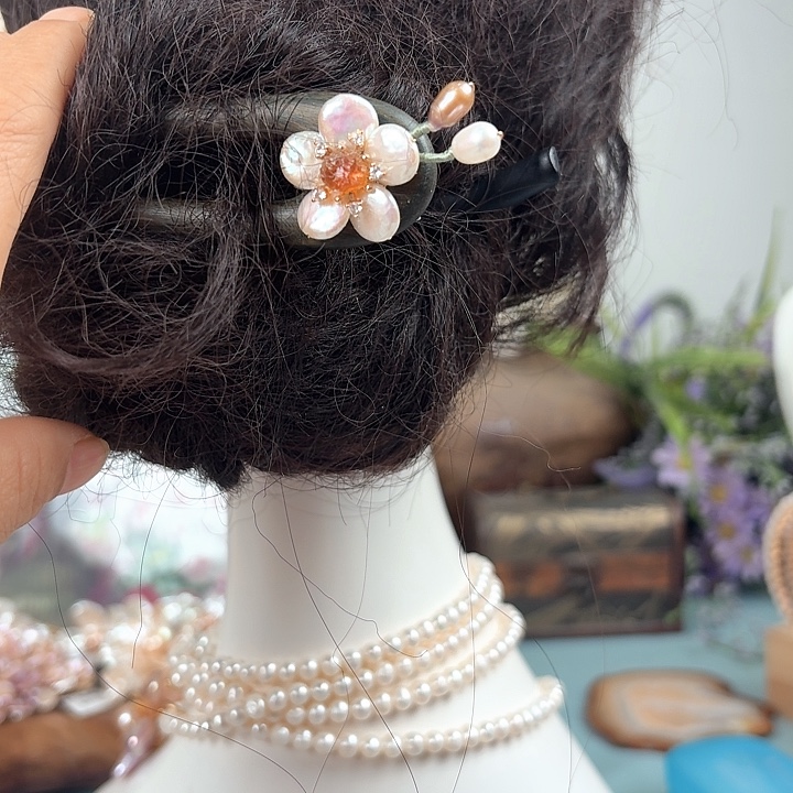淡水珍珠发饰未镶嵌