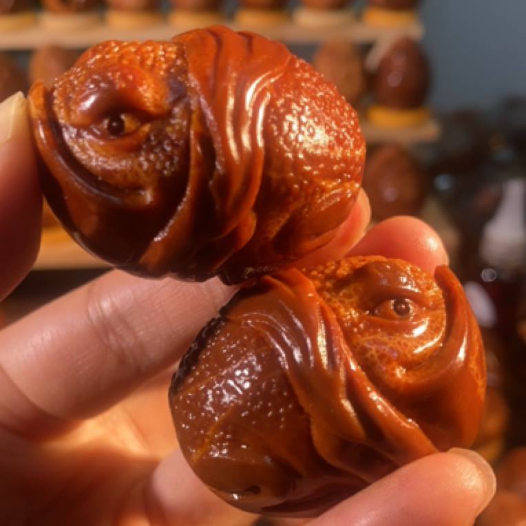 巴西大橄榄核雕恶霸金蟾一对吞金兽