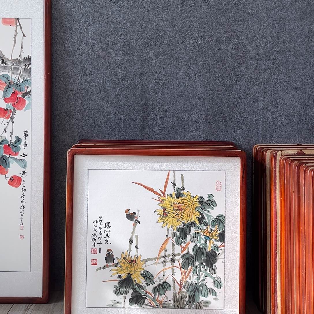 国画书画作品带框63×63