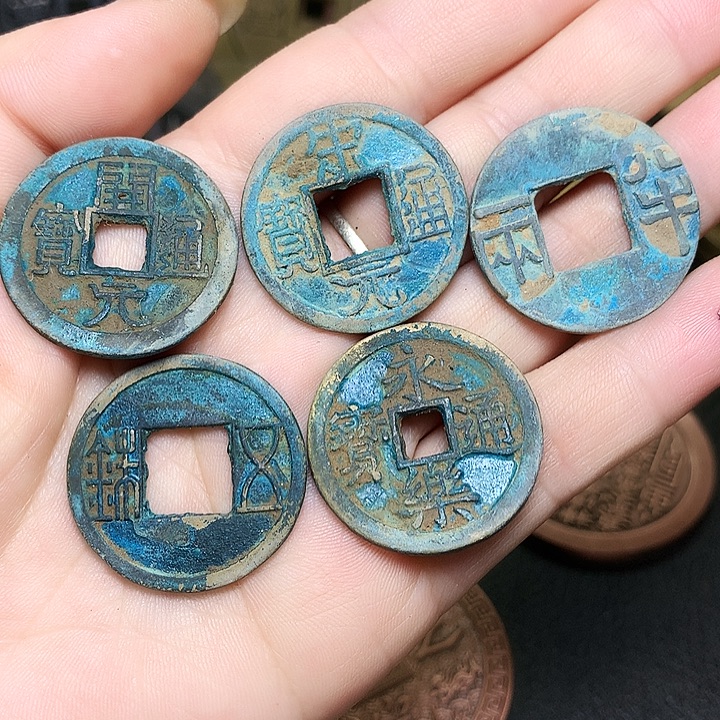 铜现代工艺品翻砂铸造大五帝一套