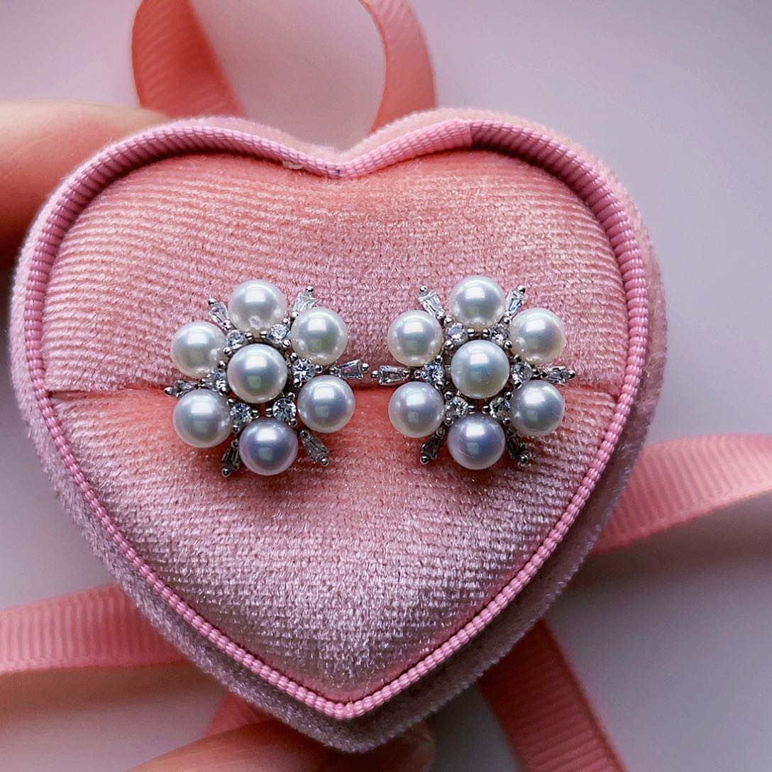 淡水珍珠耳饰银S925镶嵌