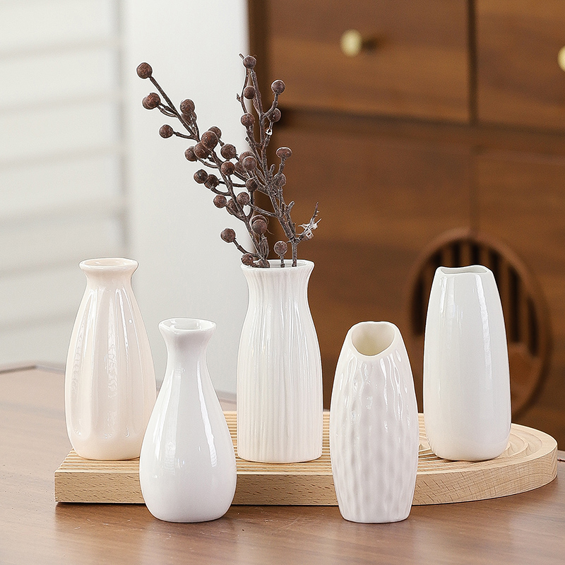 现代陶瓷小花瓶小清新水培干花插花器搭配卧室家居桌面装饰品摆件