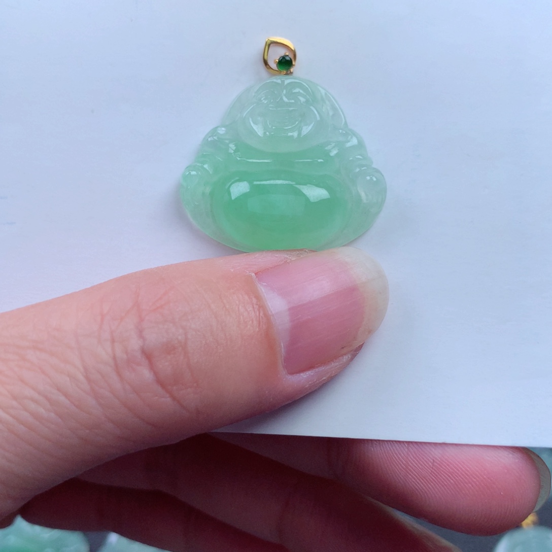 翡翠吊坠(不含链)18K金镶嵌