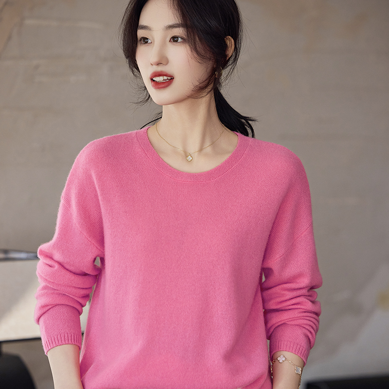 仙女衣柜常备~秋冬新款圆领纯色长袖羊毛衫女打底衫百搭