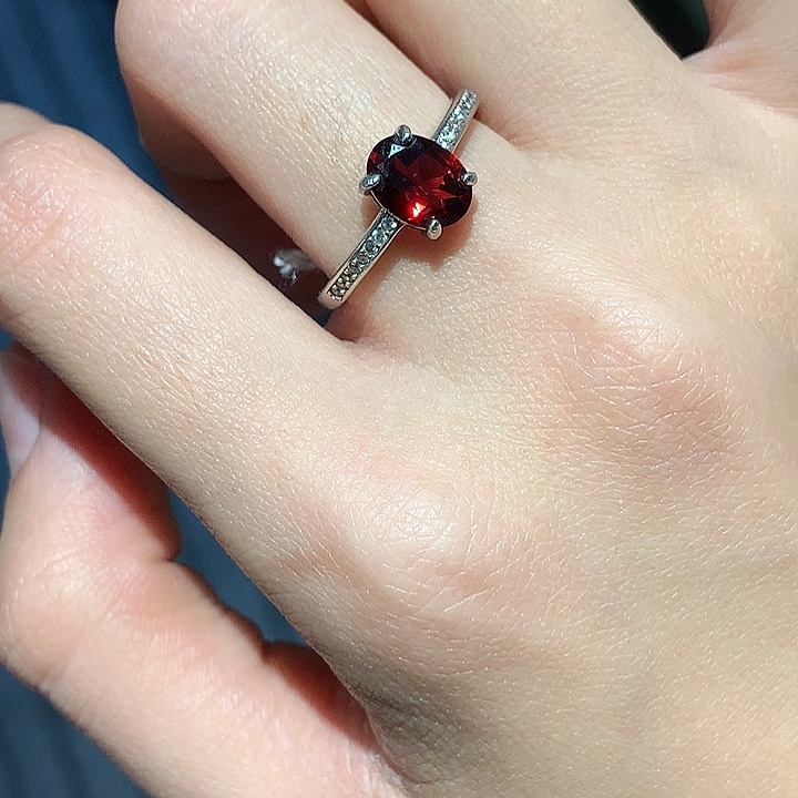 石榴石戒指银S925镶嵌