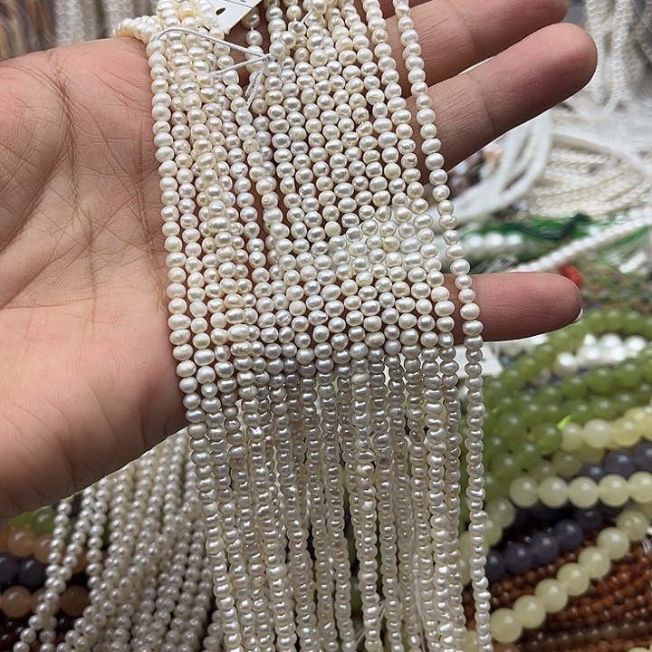 玛瑙/玉髓未镶嵌珠宝半成品一条3.5mm左右珍珠