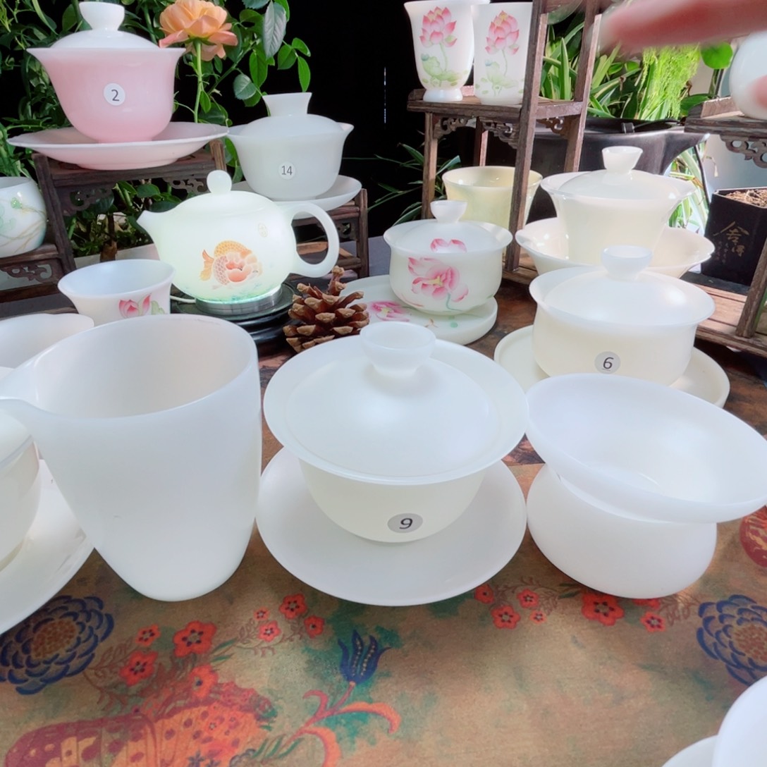 用****8冰晶璞玉素烧盖碗公道杯茶漏
