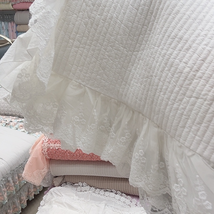 亚麻40×60蕾丝边白色枕套