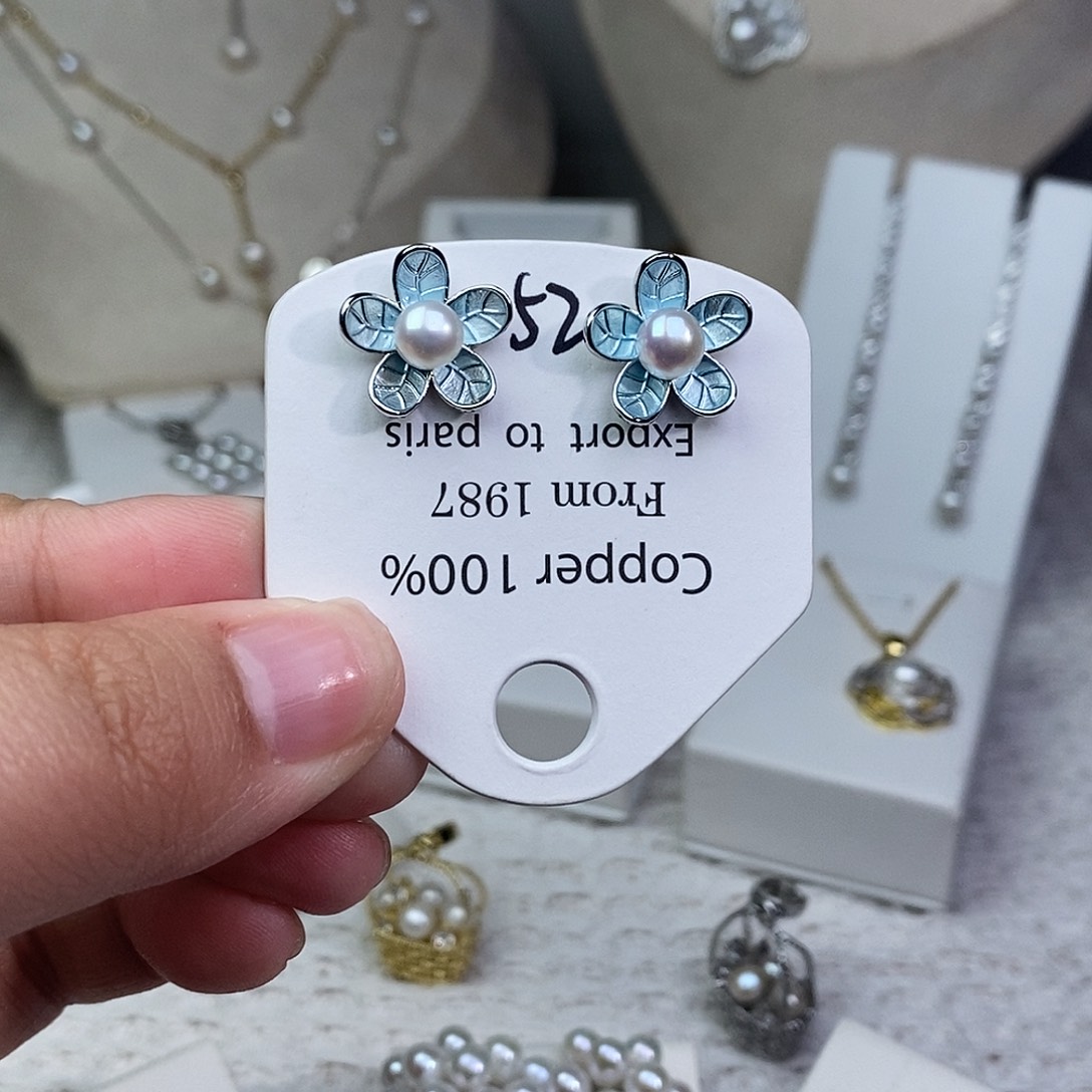 银S925镶嵌耳饰淡水珍珠