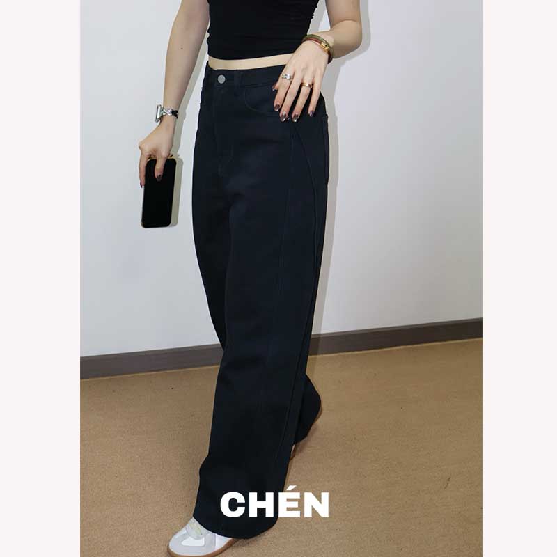 【黑蓝裤】晨总自制遮胯显瘦百搭秋冬直筒加绒加厚高腰休闲长裤女