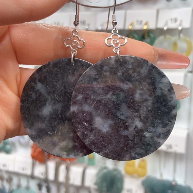 【闪购商品】翡翠耳饰银S925镶嵌耳饰