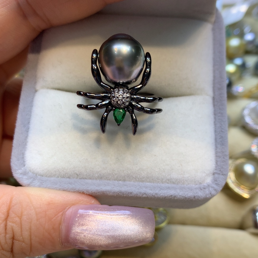 银S925镶嵌戒指海水珍珠