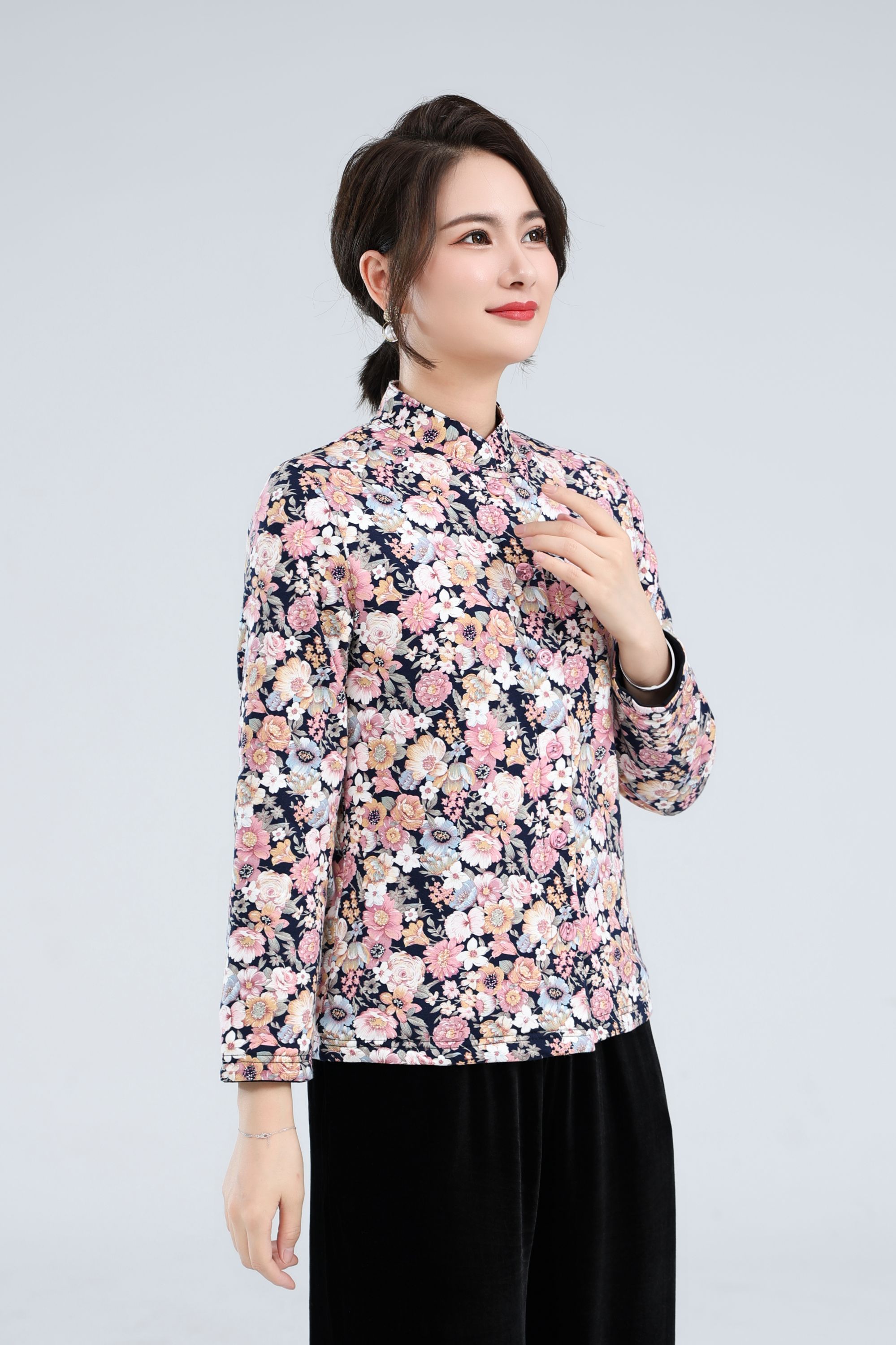 【非遗古法】【100桑蚕丝】国风系列桑蚕丝棉服长袖女装纯手工 粉花