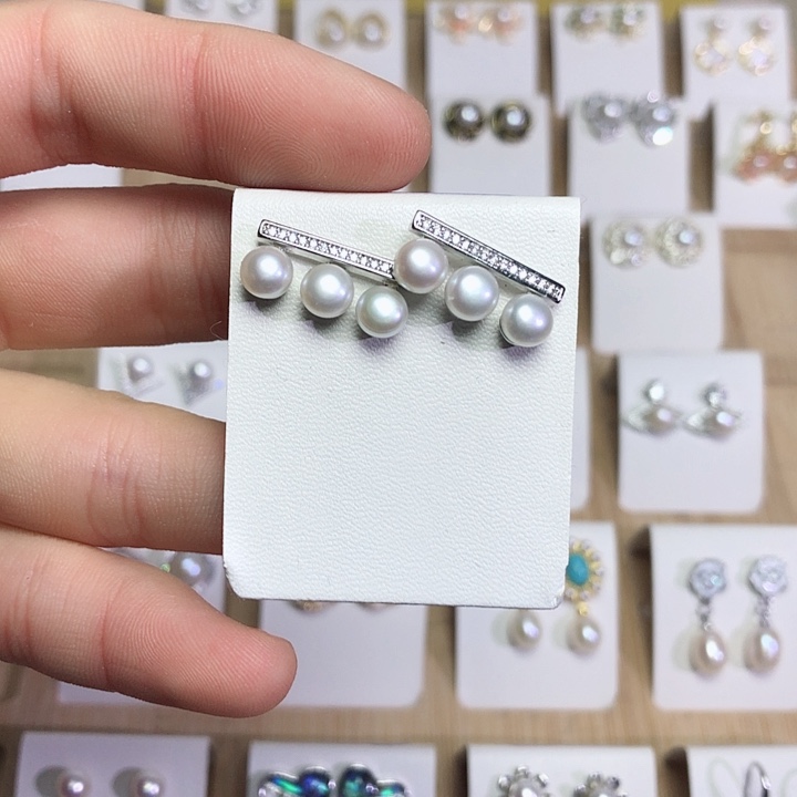 淡水珍珠耳饰银S925镶嵌